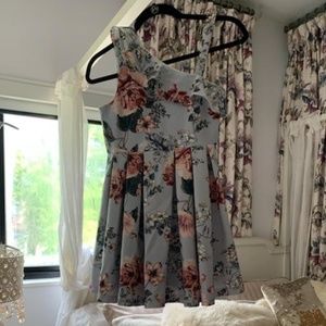 Girl's One Shoulder Floral Dress